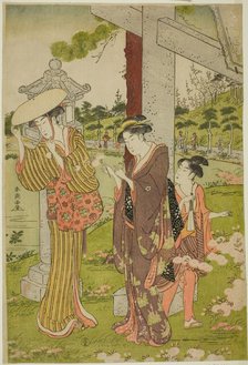 Picking Flowers at Kumano Junisha Shrine in Tsunohazu, late 1780s. Creator: Katsukawa Shuncho.