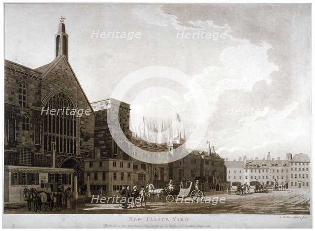 New Palace Yard and the entrance to Westminster Hall, London, 1782.                                  Artist: Thomas Malton II