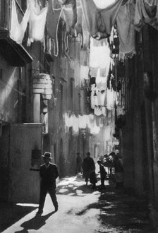 Narrow street in Naples, Italy, 1937. Artist: Martin Hurlimann