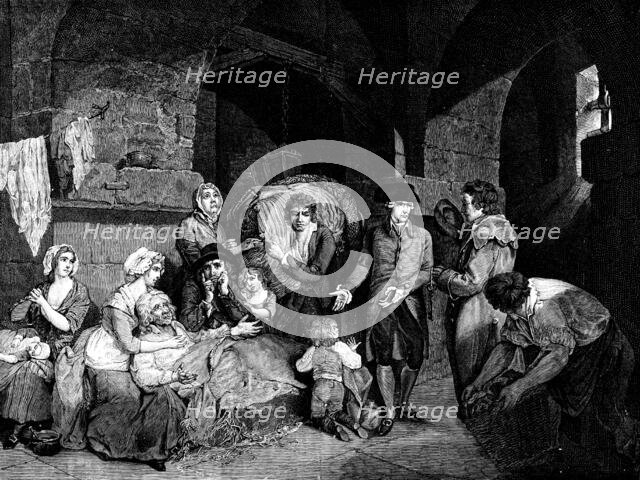 Centenary of John Howard, Prison Reformer: John Howard visiting an English prison, (1890). Creator: Unknown.