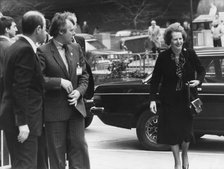 Prime Minister Margaret Thatcher arriving at a European summit in Brussels, c1979-1990. Artist: Unknown