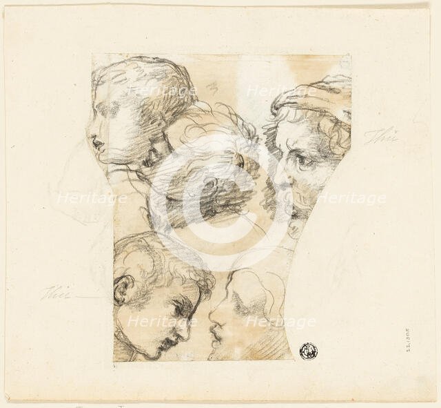 Sketches of Male Heads (recto); Two Old Women (verso), n.d. Creator: Thomas Patch.