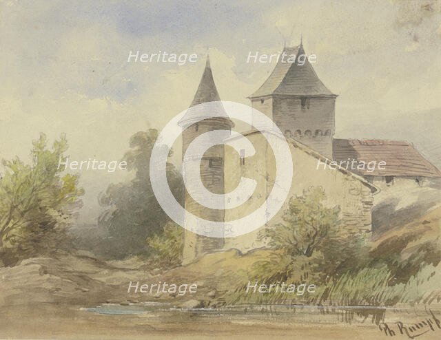 Group of buildings with a round tower, c1840-1890s. Creator: Philipp Rumpf.
