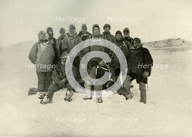 'A Group of the Shore Party at the Winter Quarters', c1908, (1909).  Artist: Unknown.