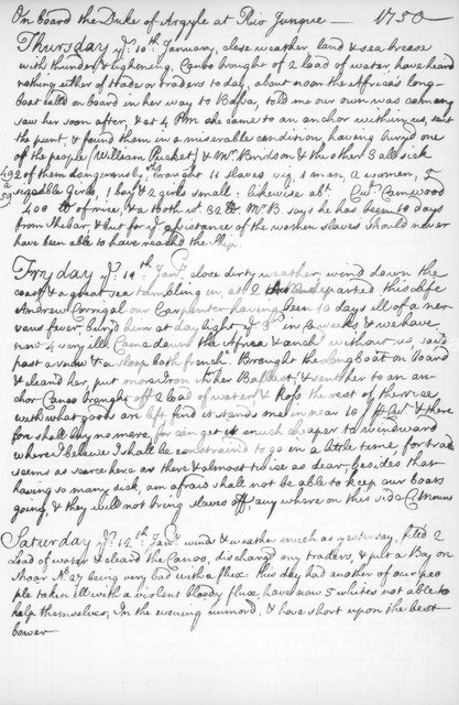 A page from the journal of John Newton, 1750-1754 (1965). Artist: Unknown