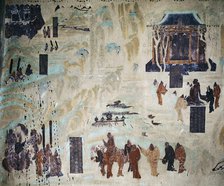 The travel of Zhang Qian to the West. North wall fresco in Mogao Cave 323, 8th century. Creator: Chinese Master.