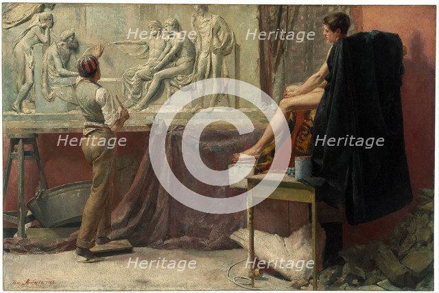 The sculptor's studio, 1885. Artist: Roberts, Tom (1856-1931)