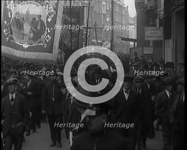 Crowds of People Marching as Part of Labour May Day Procession Ending in a Rally in Hyde..., 1926. Creator: British Pathe Ltd.
