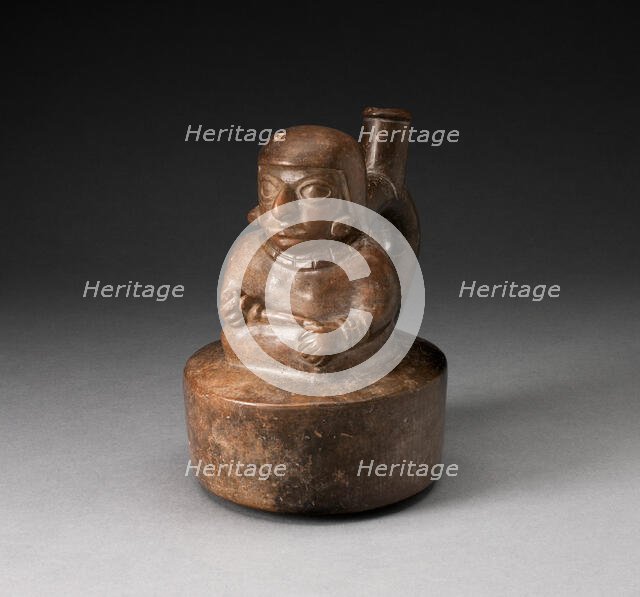 Blackware Spouted Vessel with a Seated Female Holding a Pipe or Staff, 100 B.C./A.D. 500. Creator: Unknown.