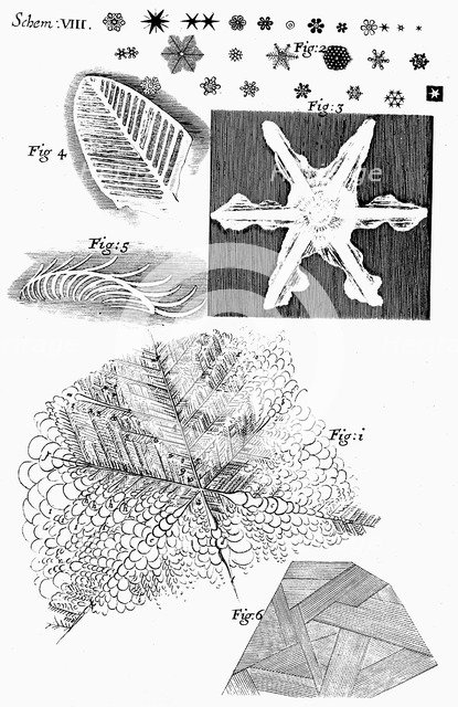 Frozen materials viewed by English microscopist Robert Hooke, 1665. Artist: Unknown