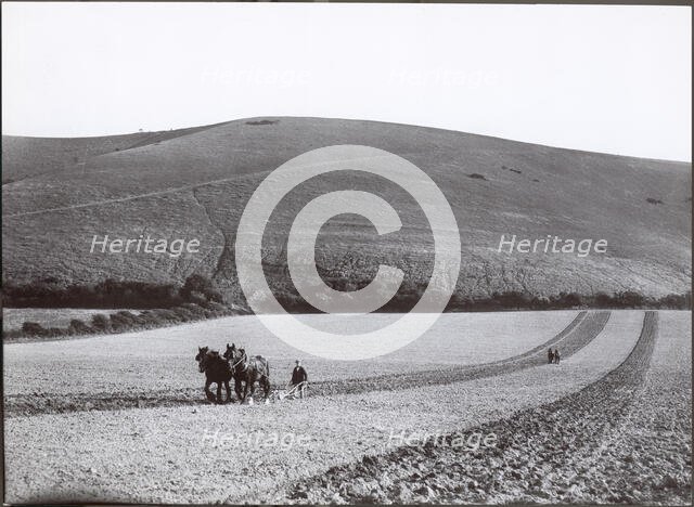 Ploughing under the shadow of the Dyke, 1930s. Creator: J Dixon Scott.