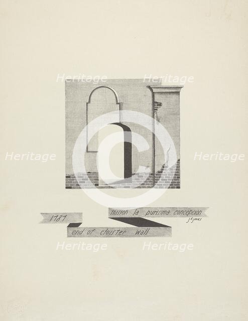 Mision La Purisima Concepcion - End of Cloister Wall, 1935/1942. Creator: James Jones.