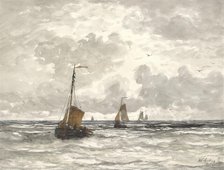 Fishing Boats on the Breakers, 1841-1915. Creator: Hendrik Willem Mesdag.