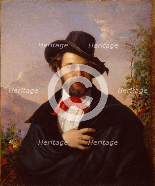 Self-Portrait, 1851. Artist: Orlov, Pimen Nikitich (1812-1863)