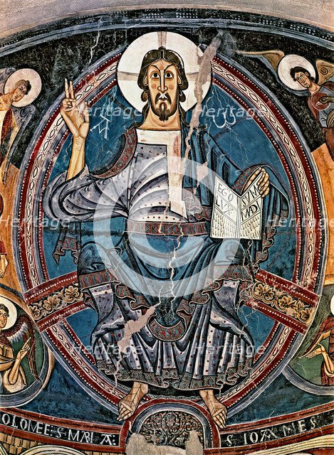 Pantocrator'. Mural painting from the apse of the church of San Clemente de Taüll (Lleida).