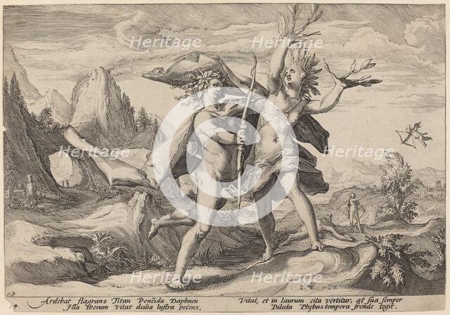 Daphne Changed into a Laurel Tree, 1589. Creator: Goltzius, Workshop of Hendrick, after Hendrick Gol.