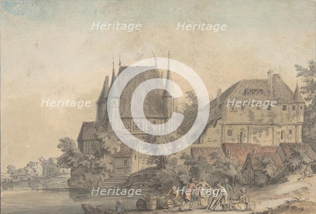 View of a Village alongside a River, 1766. Creator: Samuel Hieronymus Grimm.