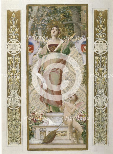 Sketch for the 'Festival Staircase' at the Hotel de Ville in Paris: Singing, c1888-1898. Creator: Luc Olivier Merson.