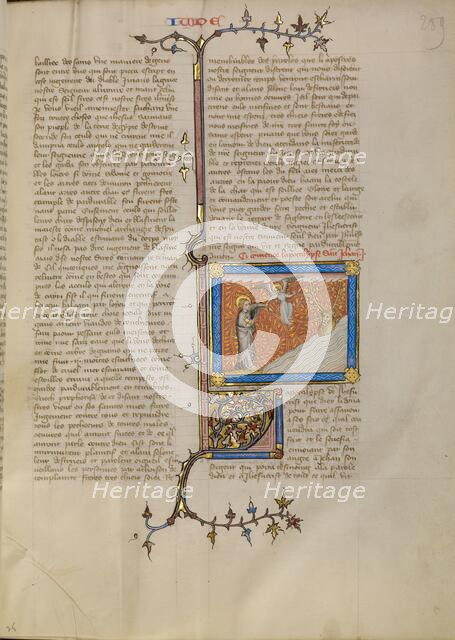 An Angel Showing the Dragon with Seven Heads and Ten Horns to Saint John, about 1360-1370. Creator: Master of Jean de Mandeville.