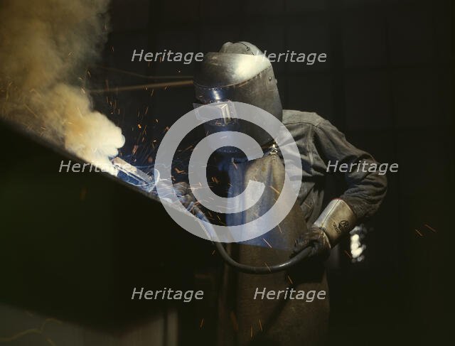 Welder making boilers for a ship, Combustion Engineering Co., Chattanooga, Tenn., 1942. Creator: Alfred T Palmer.