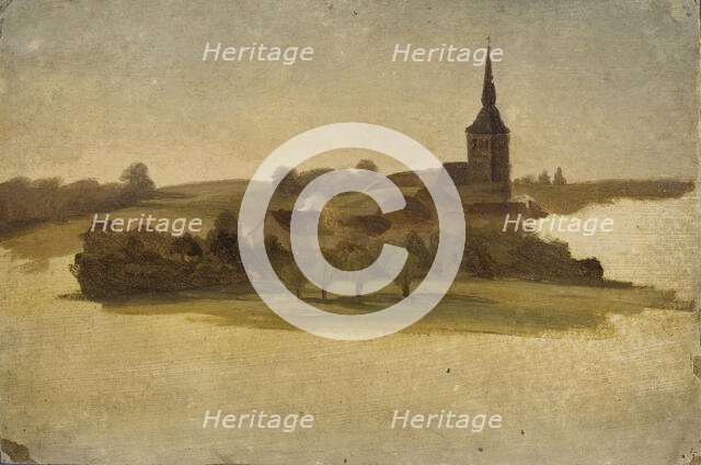 View Towards Erkrath Church, study, 1854. Creator: Werner Holmberg.