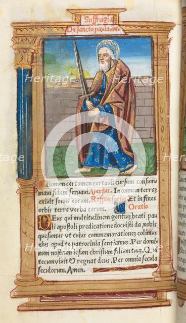 Printed Book of Hours (Use of Rome): fol. 99v, St. Paul, 1510. Creator: Guillaume Le Rouge (French, Paris, active 1493-1517).