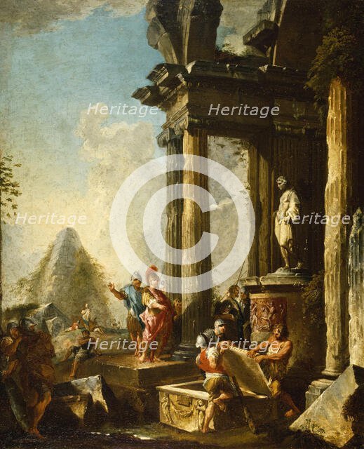 Alexander the Great at the Tomb of Achilles, c1718-1719. Creator: Giovanni Paolo Panini.