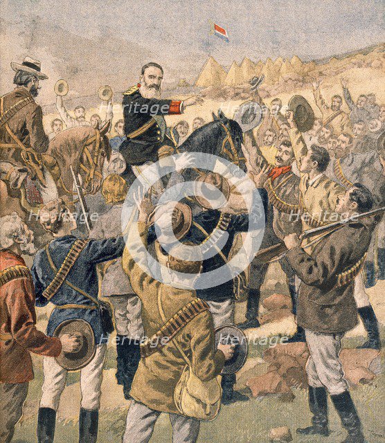 The War in the Transvaal:  General Joubert rallying the Boers, from Petit Journal, pub.  January 190