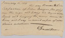Payment receipt for the hiring out of an enslaved man named Lewis, January 16, 1811. Creator: Unknown.