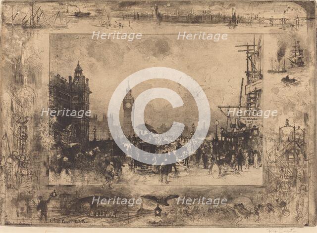 Westminster Bridge, 1884. Creator: Felix Hilaire Buhot.