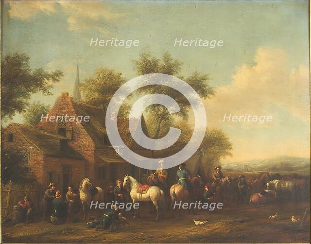 Landscape with Horsemen Resting outside an Inn, 1634-1668. Creator: Philip Wouverman.