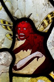 Devil, stained glass, Church of St Mary Magdalene, Rowington Close, Paddington, London, c2012. Artist: James O Davies.