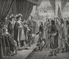 First French Republic: Napoleon Bonaparte presenting to the Directory the Treaty of Campo...1879.  Creator: J Guillaume.