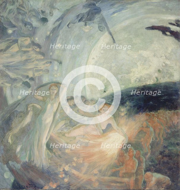 Esquisse pour l'Hôtel de Ville de Paris : La Vérité entraînant les Sciences à sa suite..., 1890. Creator: Paul Albert Besnard.