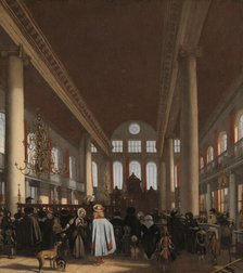 Interior of the Portuguese Synagogue in Amsterdam, 1680. Creator: Emanuel de Witte.