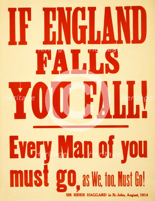 WW1 Recruitment Poster If England Falls you Fall!, 1915.