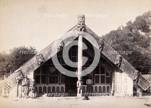 New Zealand: a Maori meeting house, c1840s. Creator: Unknown.