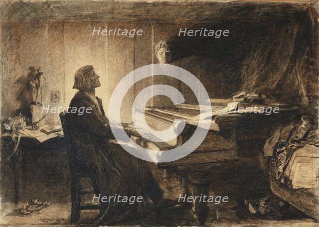 Franz Liszt at a Piano, 1904. Creator: Herkomer, Sir Hubert von (1849-1914).