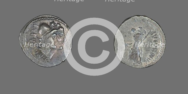 Denarius (Coin) Depicting the Dioscuri, 49 BCE. Creator: Unknown.
