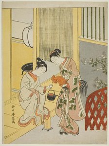 Delaying the announcement of dawn, c. 1767/68. Creator: Suzuki Harunobu.