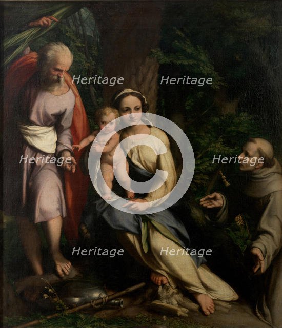 The Rest on the Flight into Egypt with Saint Francis of Assisi, c. 1520. Creator: Correggio (1489-1534).