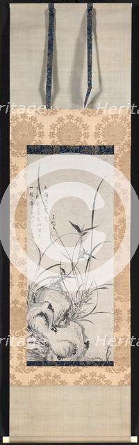Rock, Bamboo, and Orchids, late 1300s-early 1400s. Creator: Gyokuen Bompo (Japanese, 1348-c. 1420).