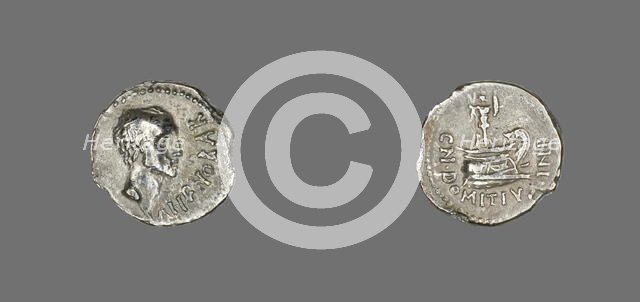 Denarius (Coin) Portraying Ahenobarbus, 41 BCE. Creator: Unknown.