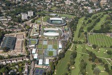 No 1 Court and Centre Court at the All England and Lawn Tennis and Croquet Club, Wimbledon, 2021. Creator: Damian Grady.