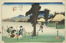 Minakuchi: Dried Gourd Shavings, A Local Specialty (Minakuchi, meibutsu kanpyo)..., c. 1833/34. Creator: Ando Hiroshige.