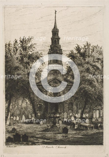 St. Paul's Chapel, New York (from Scenes of Old New York), 1877. Creator: Henry Farrer.