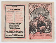 Cover for 'Simonel Bobito', a man stomping and a donkey in the background, ca. 18..., ca. 1890-1910. Creator: José Guadalupe Posada.