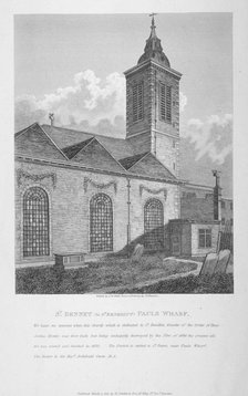 Church of St Benet Paul's Wharf, City of London, 1810. Artist: JW White