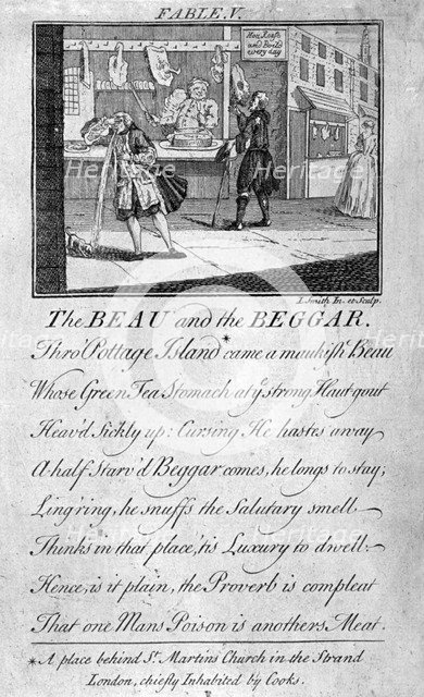 'Fable V, the beau and the beggar ...', c1770.  Artist: I Smith