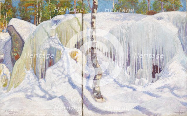 Rock Covered in Ice and Snow, 1911. Creator: Pekka Halonen.